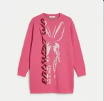 🌸 بافت دخترانه Bershka مدل فانتزی (طرح پروانه – رنگ صورتی ارغوانی)